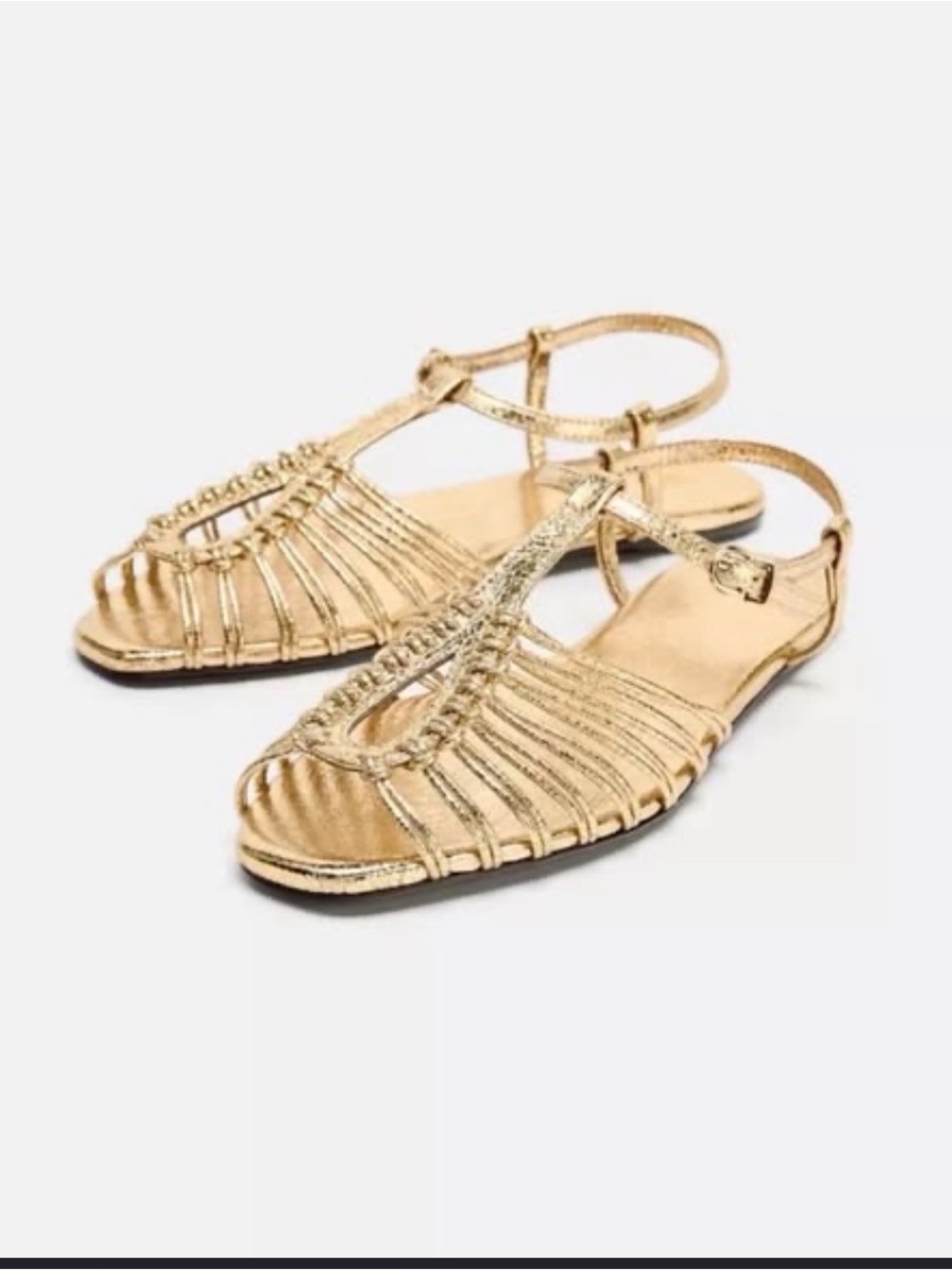 Zara gold flats with strap